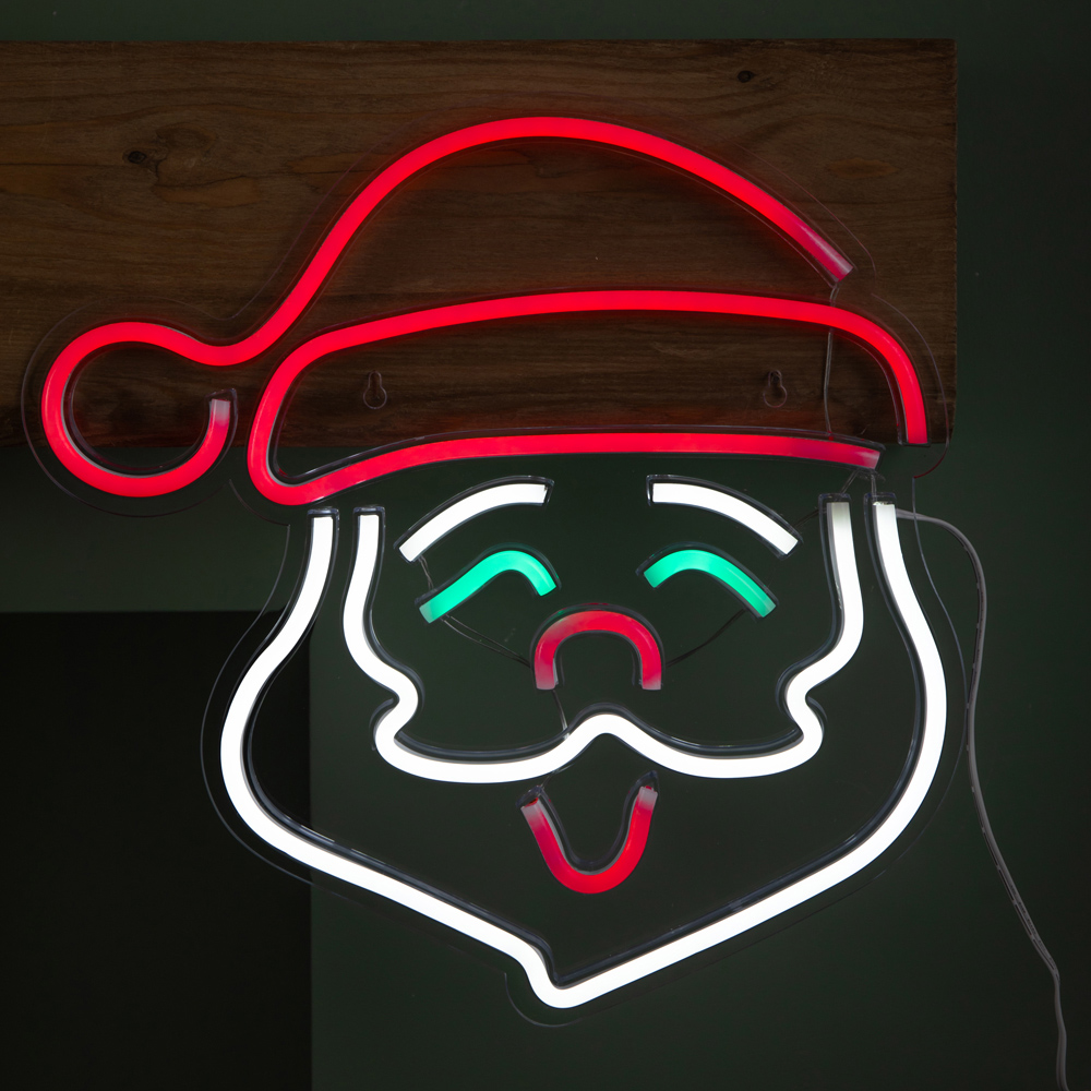 Samuel Alexander Multicolour LED Light Up Christmas Santa Neon Sign 35cm Image 1