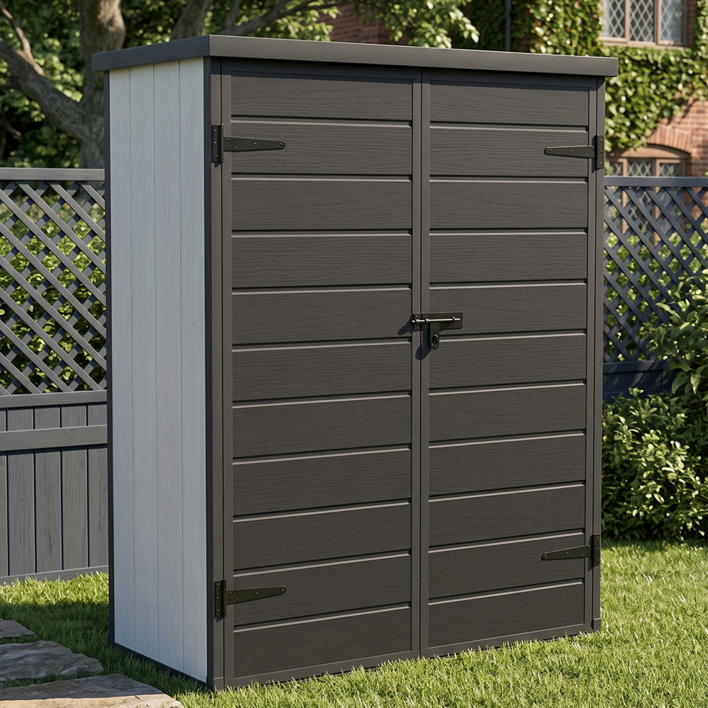Living and Home 5 x 3ft Plastic Pent Garden Storage Shed Image 1