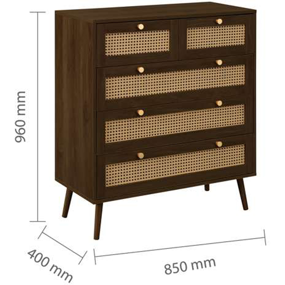 Croxley 5 Drawer Rattan Chest of Drawers Image 9
