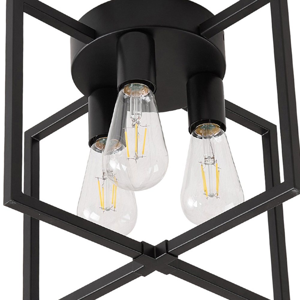 Living and Home 3 Light Black Geometric Metal E27 Ceiling Light Image 4