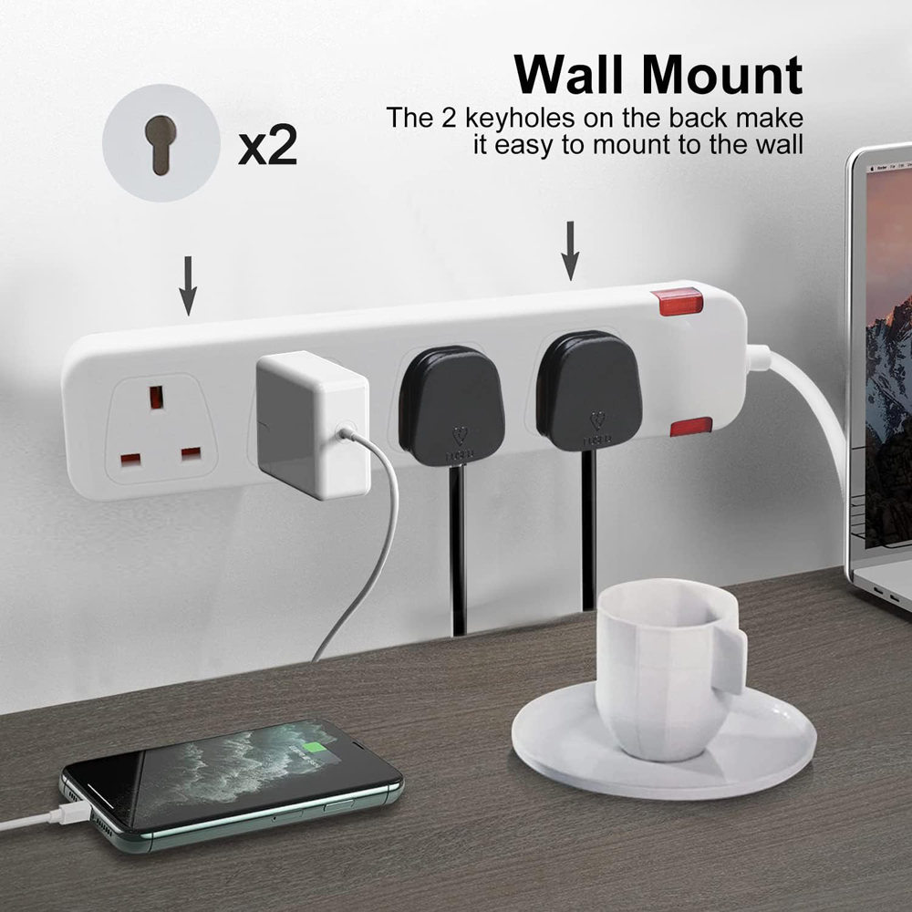 ExtraStar 13A 5m 4 Socket Child Resistant White Extension Lead with Indicate Light Image 4
