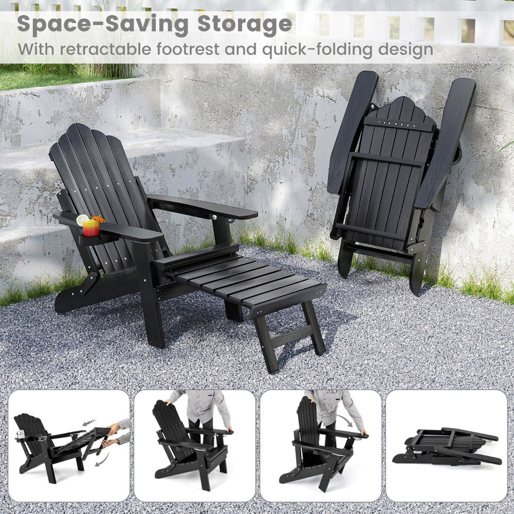 Costway Black All Weather HIPS Outdoor Adirondack Chair Image 6
