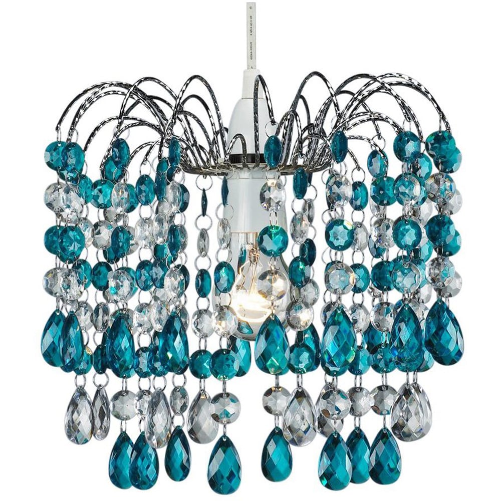 Happy Homewares Teal Acrylic Droplets Contemporary Pendant Shade Image 1