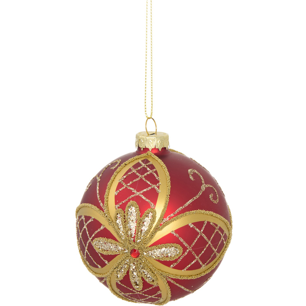 Matte Red Embellished Bauble Image 4