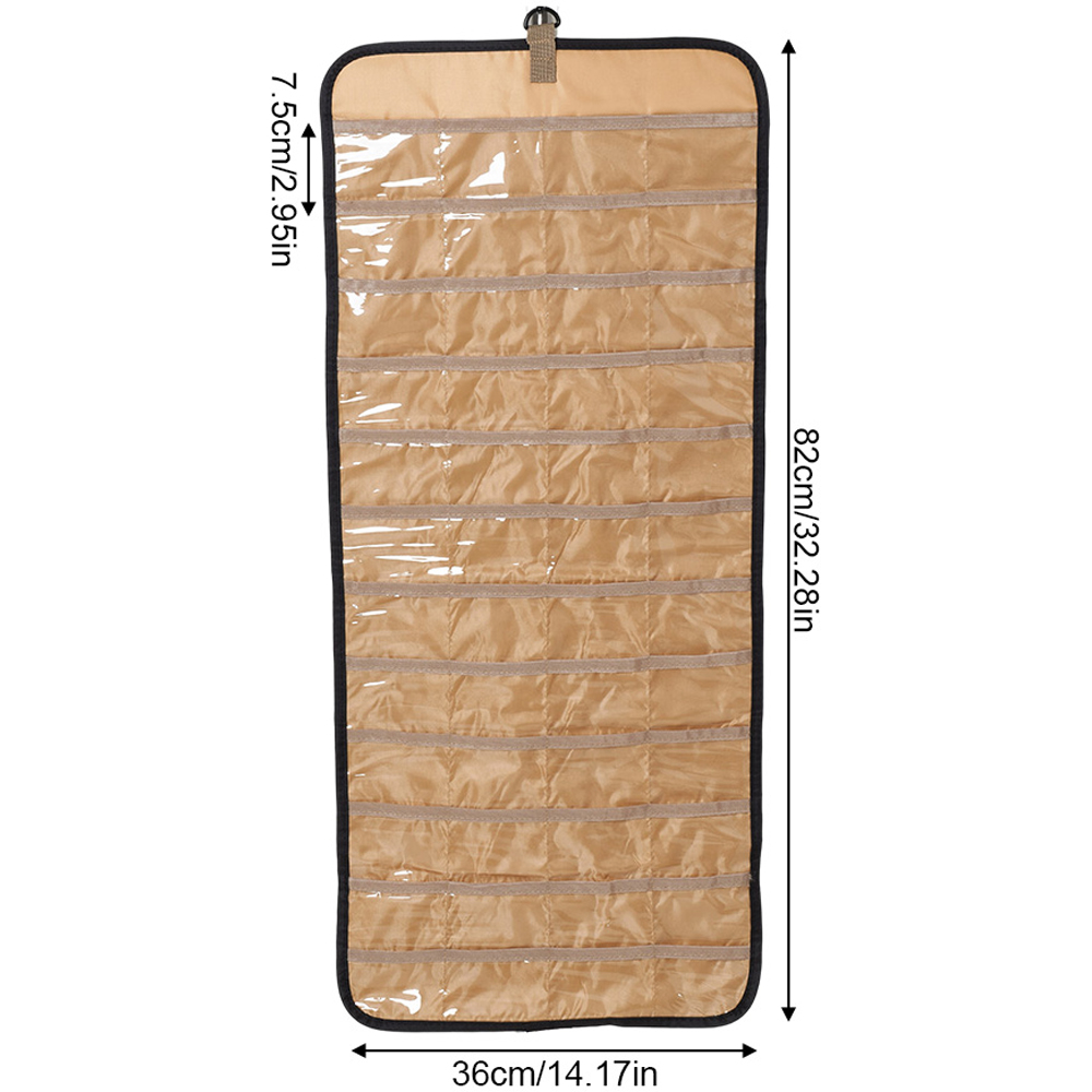 Living and Home Black and Light Brown Double Sided Hanging Jewellery Organiser with 48 Pockets Image 8