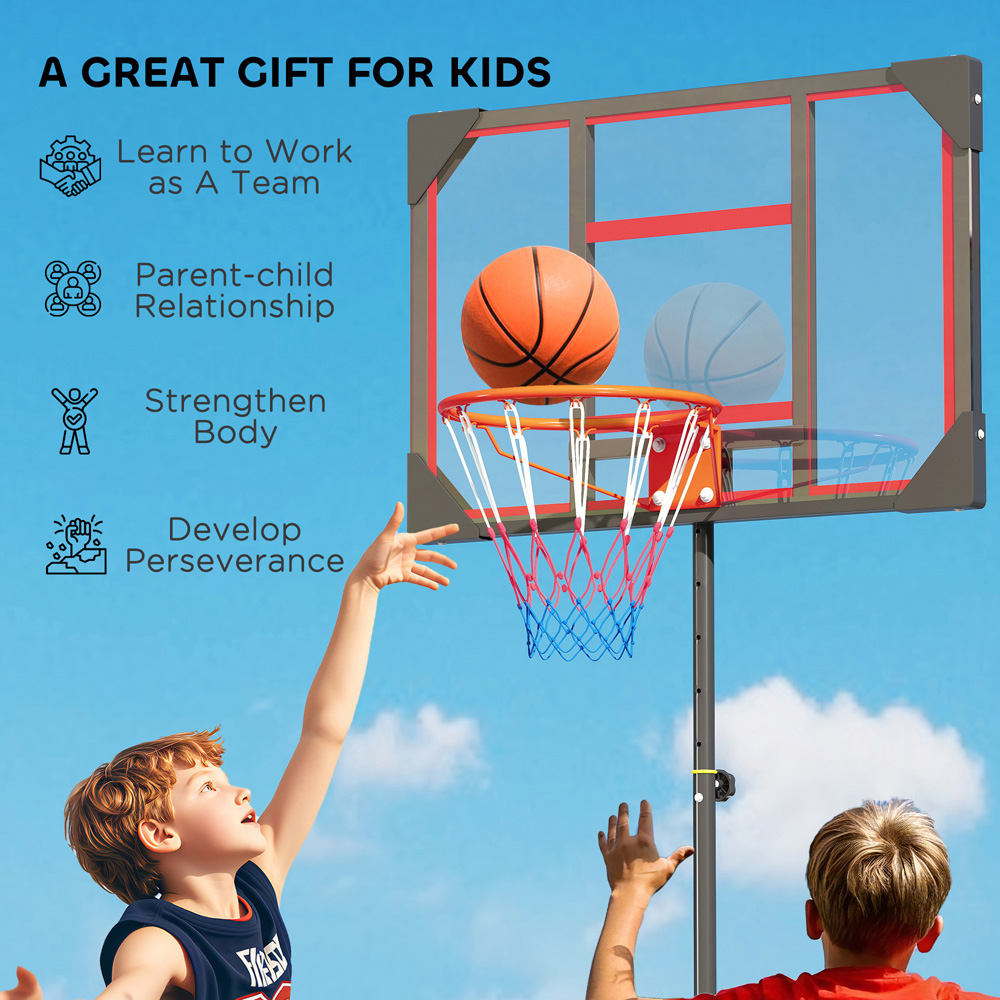 AIYAPLAY Red Height Adjustable Basketball Hoop 210-260cm Image 7
