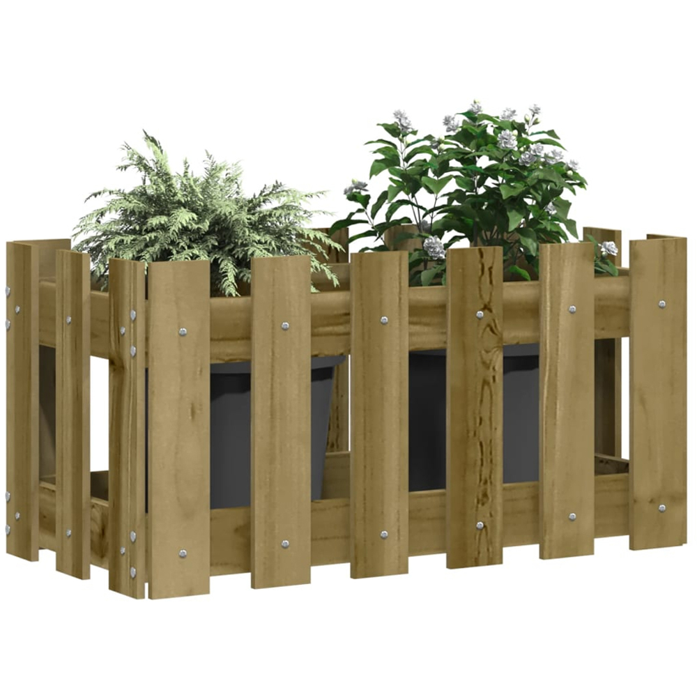 vidaXL Natural Impregnated Pine Wood Fence Design Garden Planter 60 x 30 x 30cm Image 2