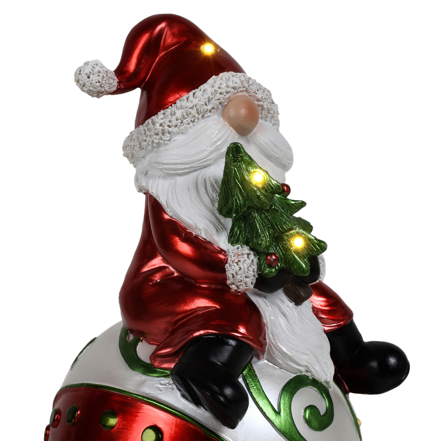 Santa On Red LED Bauble Ornament Image 4