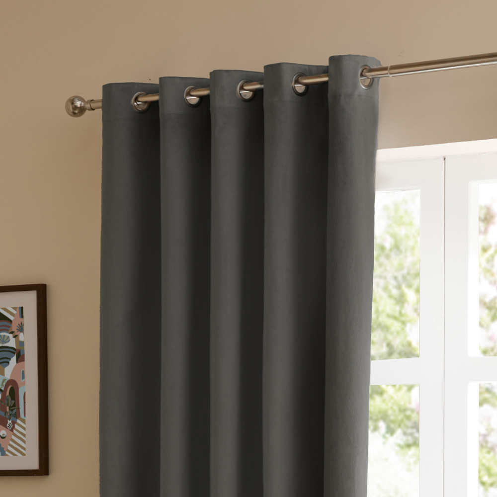 Furn The Ultimate Charcoal Velvet Blackout Eyelet Curtains 229 x 137cm Image 4