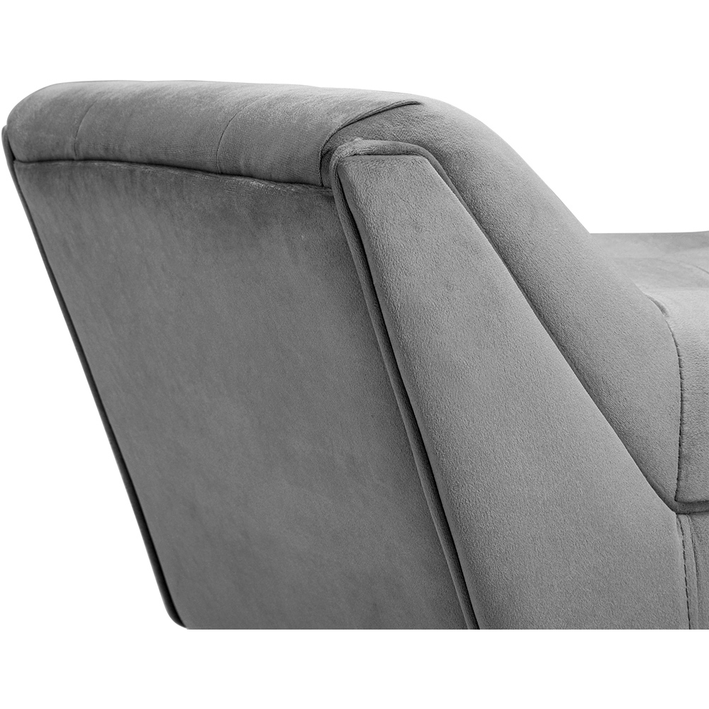 Living and Home Grey Modern Soft Velvet Buttoned Armed Bench Image 7