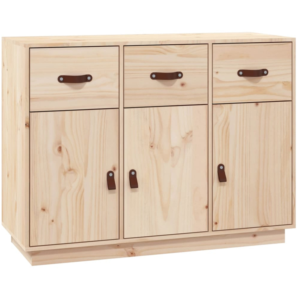 vidaXL 3 Door 3 Drawer Natural Solid Pine Wood Sideboard Image 2