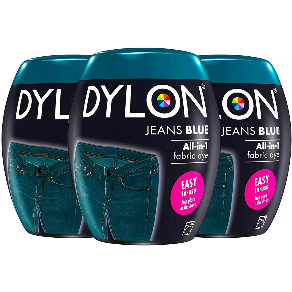 Dylon Jeans Blue Washing Machine Fabric Dye Pod 350g 3 Pack Image 1