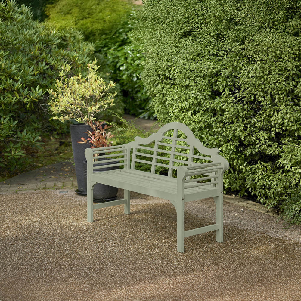 Greenhurst Lutyens 2 Seater Sage Green PU Painted Bench Image 3