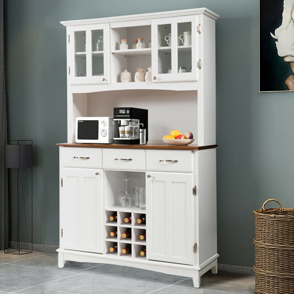 Costway 3 Drawer White Kitchen Cupboard Image 1