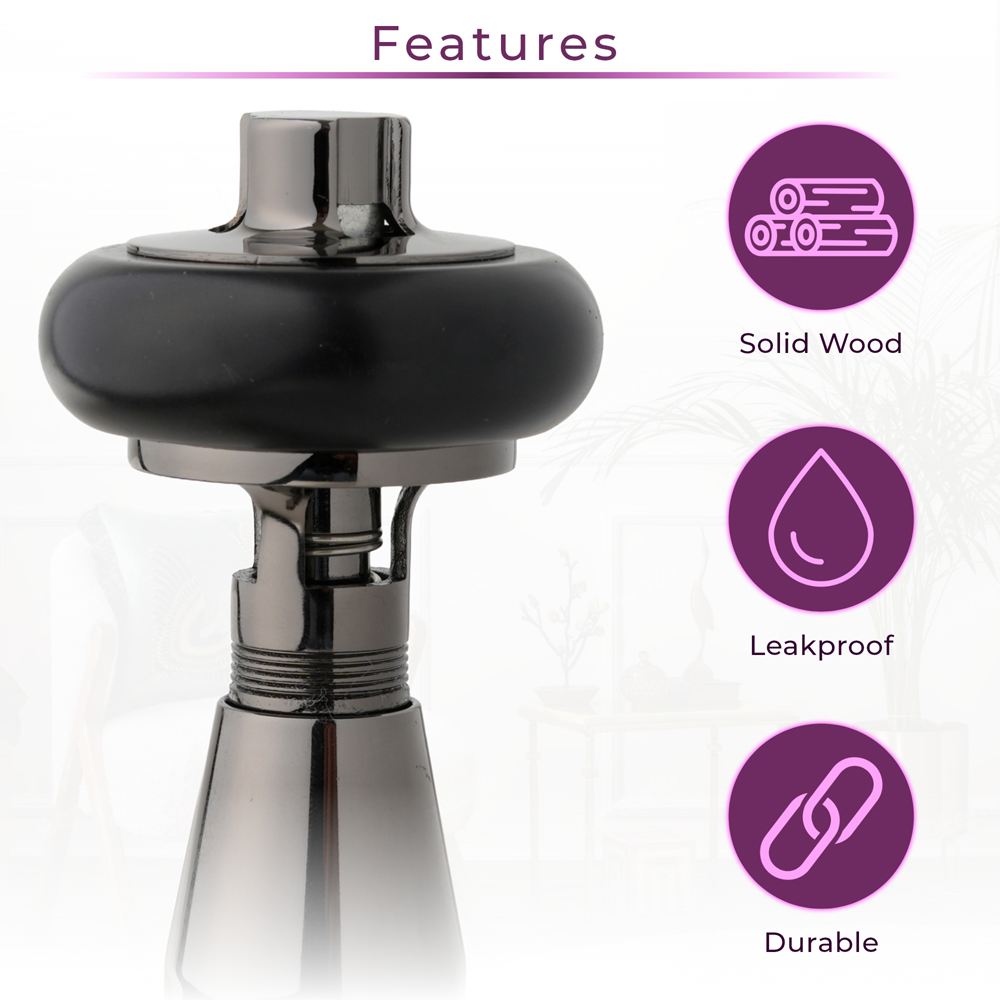 Go Bathrooms Ria Black Nickel Wooden Head Angled Radiator Valves Set 15mm Image 4