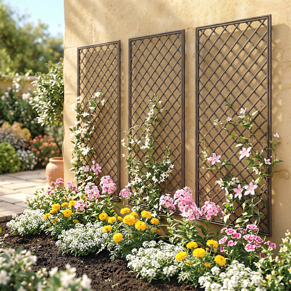 Outsunny 4 x 1ft Natural Wicker Garden Arch Trellis with Flat Top Set of 3 Image 4