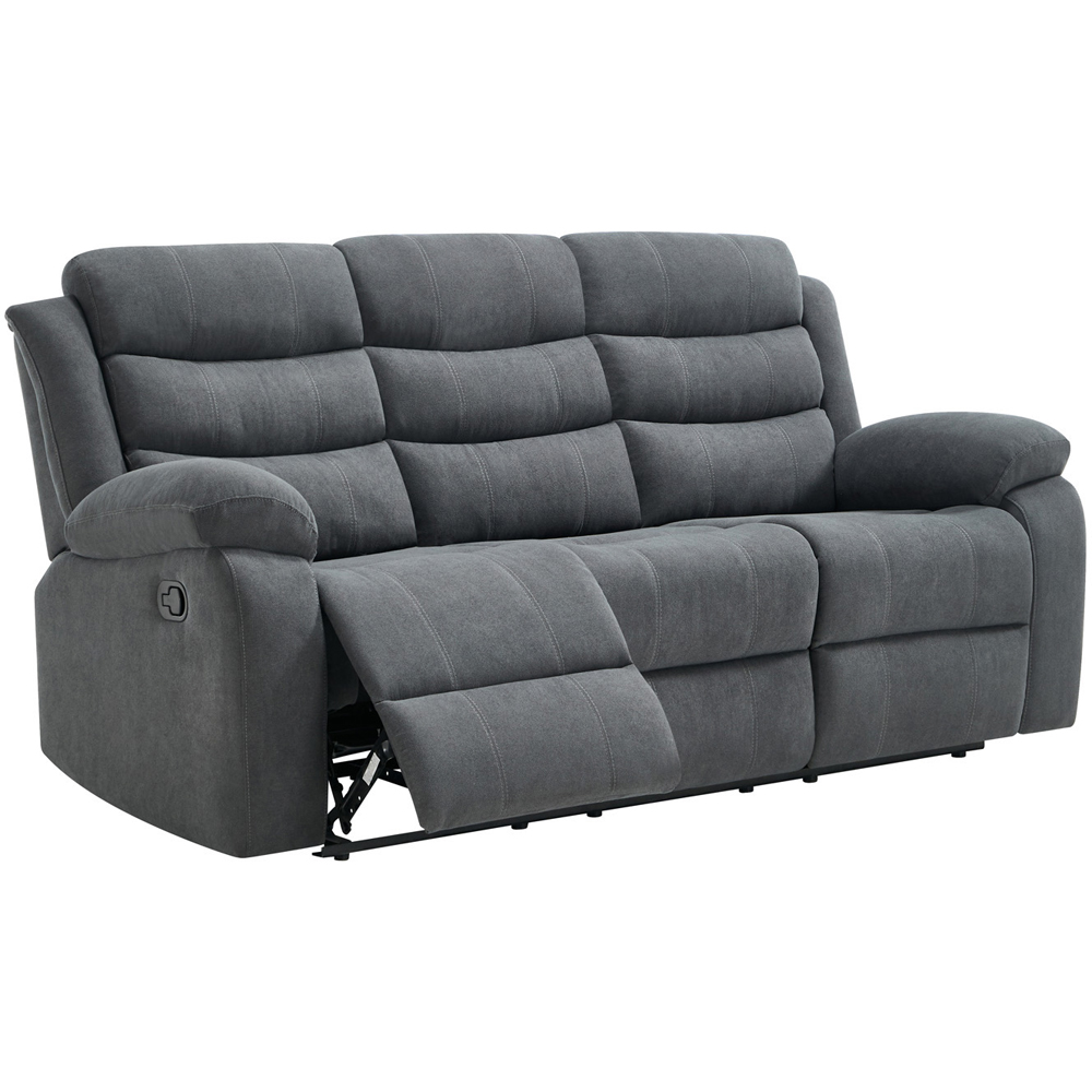 Furniture Online Boston 3 Seater Grey Manual Recliner Sofa Image 4