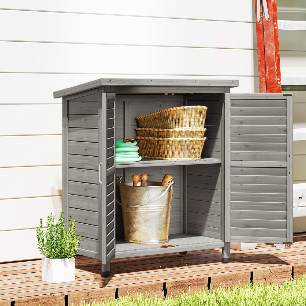 Outsunny 3 x 1.5ft Grey Wooden Garden Shed Image 4