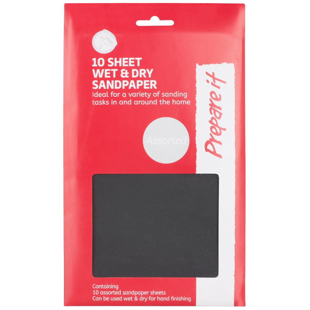 Prepare it Mixed Grain Wet and Dry Sandpaper Sheets 10 Pack Image