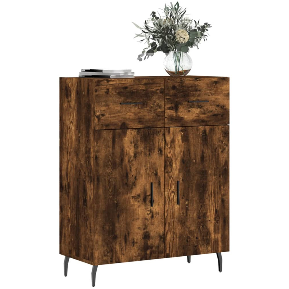 vidaXL 2 Door 2 Drawer Smoked Oak Sideboard Image 3