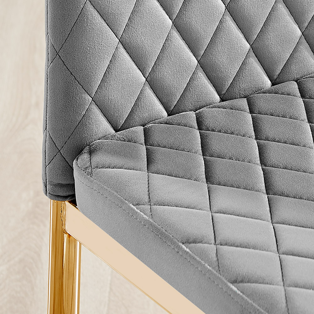 Furniturebox Lucia Valera 4 Seater Dining Set Grey Gloss and Gold Image 8