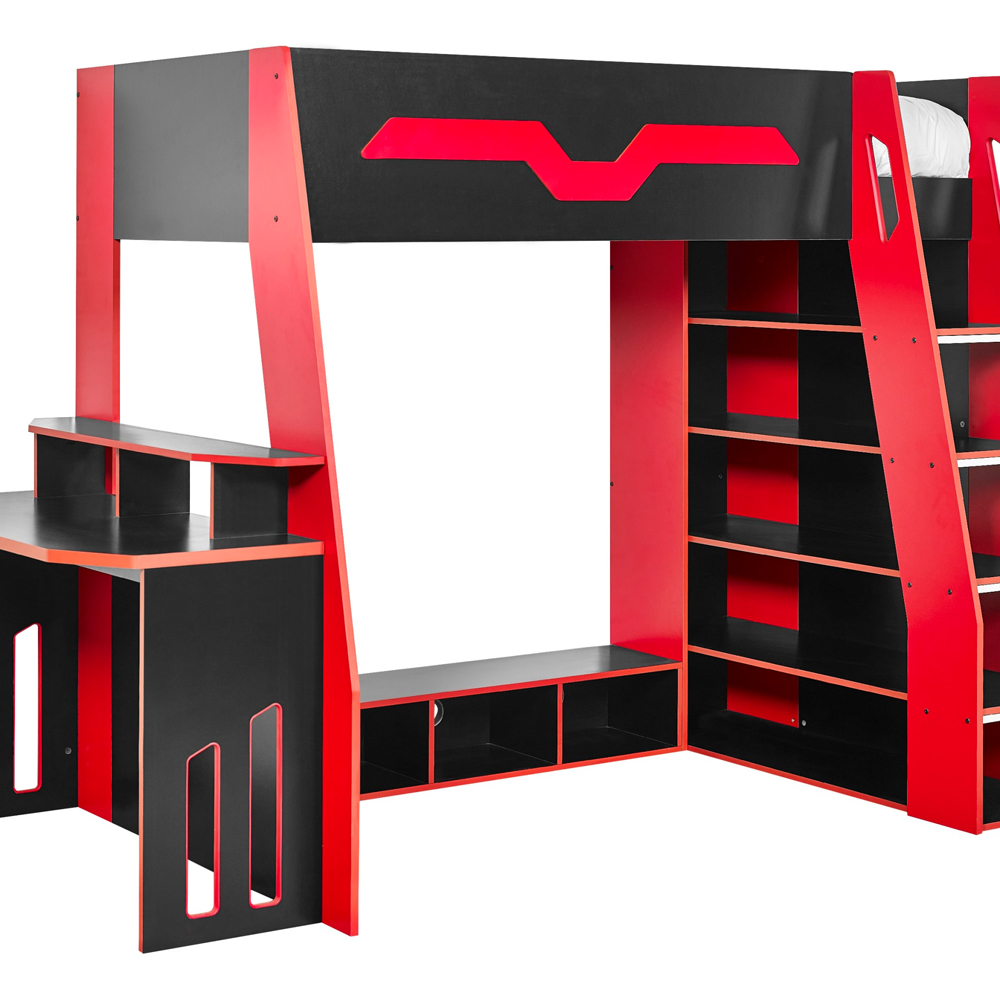 Julian Bowen Eagle Single Black and Red Gaming High Sleeper Bed Image 4
