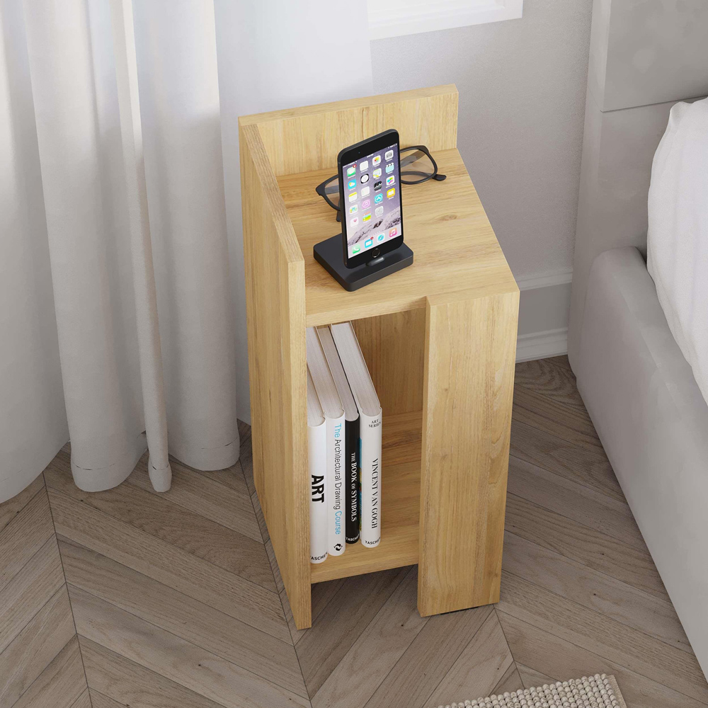 Decortie Elos Single Shelf Oak Modern Left Module Bedside Table Image 3