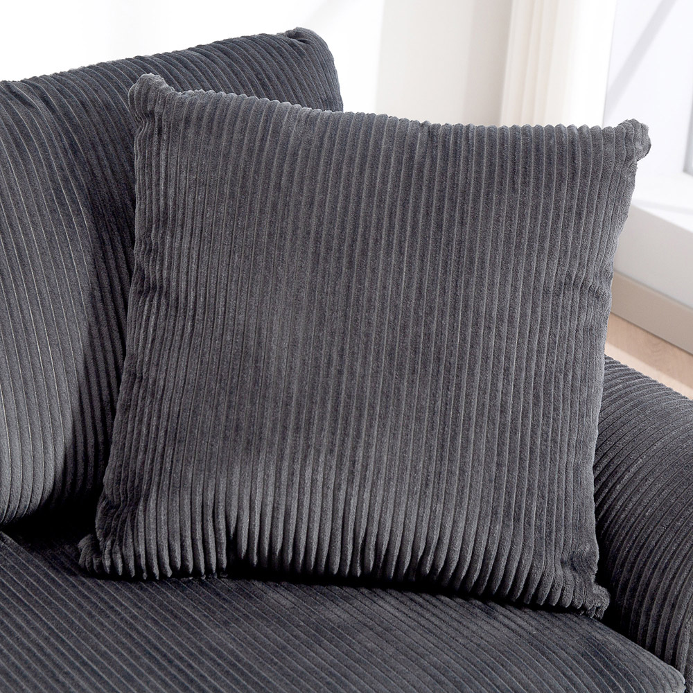 HOMCOM 3 Seater Grey Upholstered Jumbo Cord Sofa Image 3
