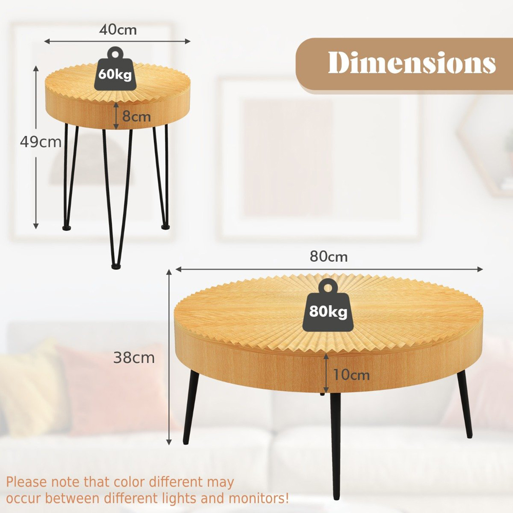 Costway Boho Farmhouse Coffee Table Set of 2 Image 9