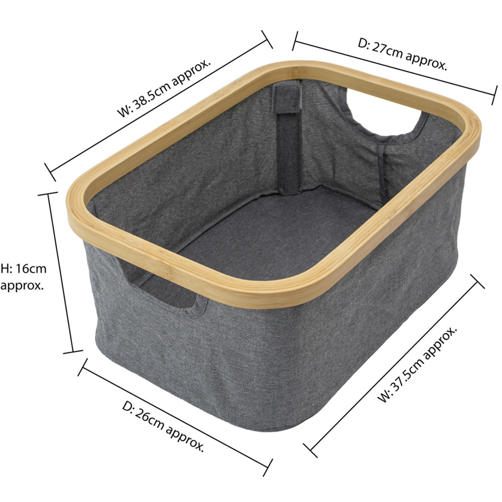 JVL Bambanio 26L Grey Bamboo Foldable Storage Basket Image 9