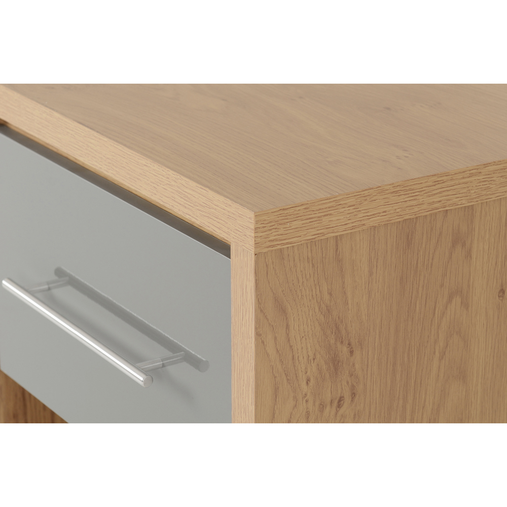 Seconique Seville Single Drawer Grey Gloss Light Oak Veneer Bedside Table Image 5