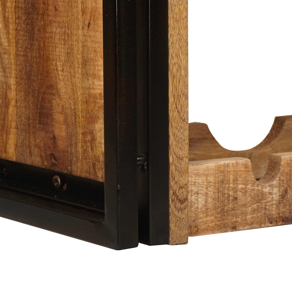 vidaXL 8 Bottle Brown Solid Rough Mango Wood Wall Mounted Wine Rack Image 7
