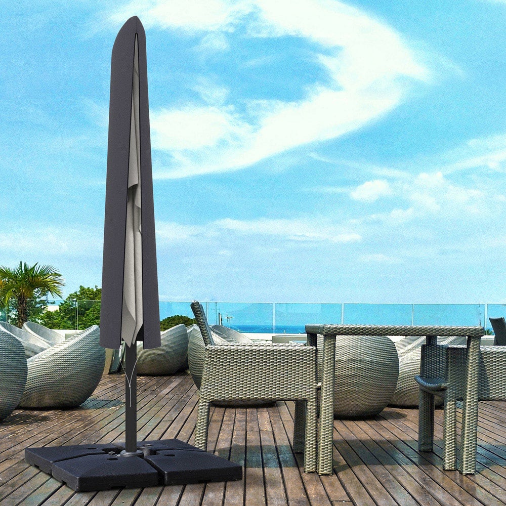 Outsunny Dark Grey Garden Parasol Cover with Rod and Zipper Image 2