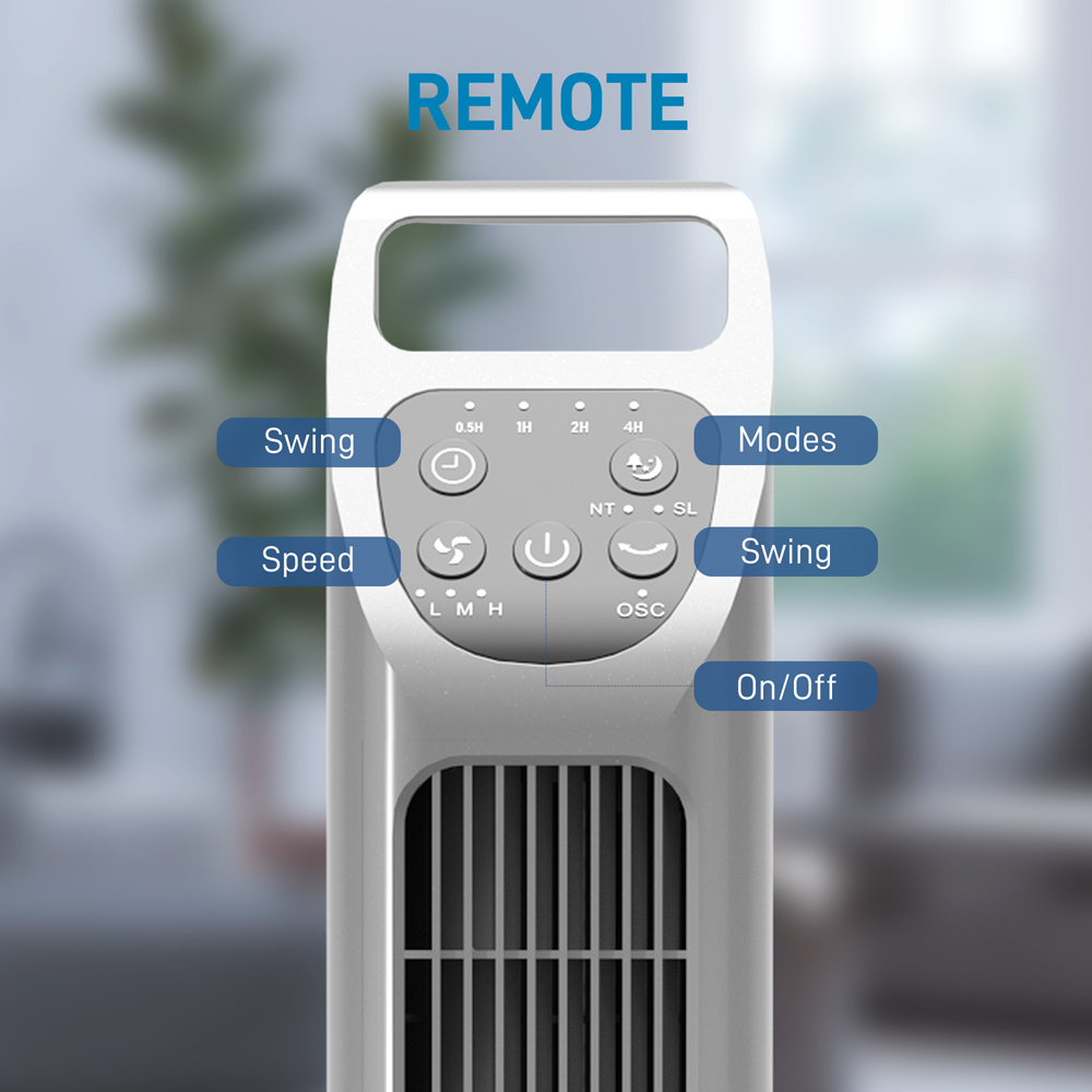HOMCOM Silver Oscillating Tower Fan Floor Fan with Timer Image 7
