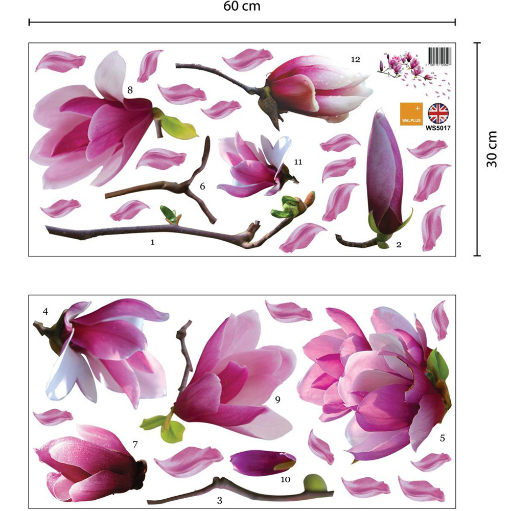 Walplus Magnolia Flowers Self Adhesive Wall Stickers Image 5