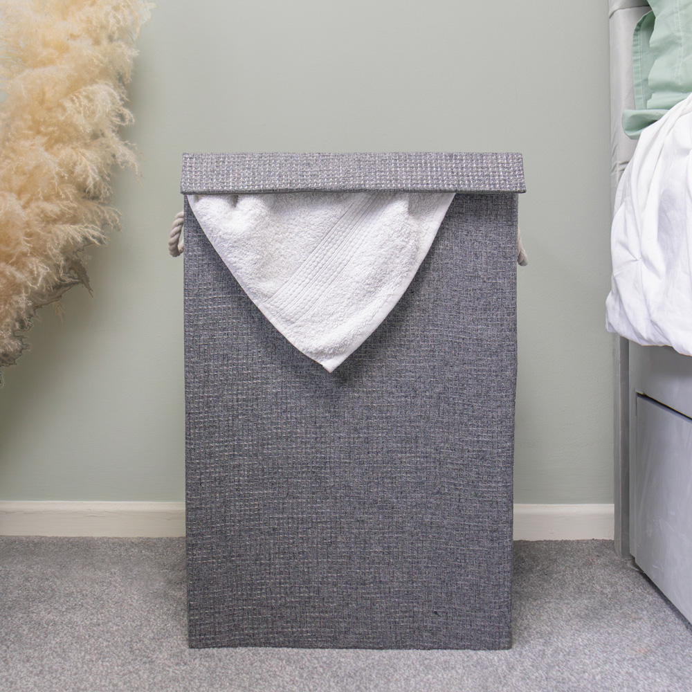 JVL Chroma Grey Foldable Laundry Hamper with Lid Image 7
