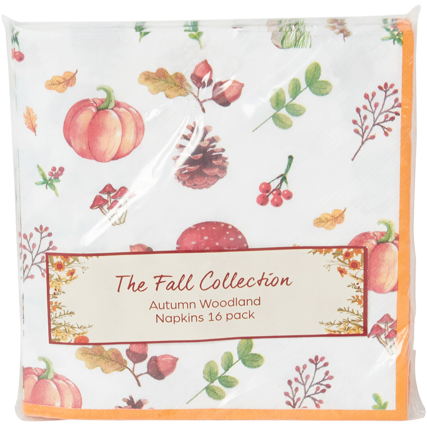 The Fall Collection Pack of 16 Autumn Woodland Napkins - White Image 1