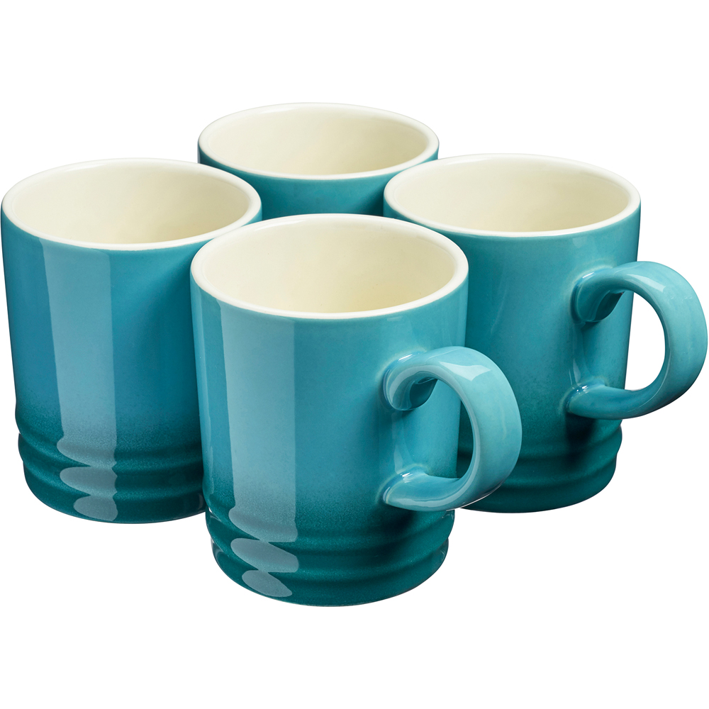 Cooks Professional Teal Stoneware Coffee Mugs 4 Pack Image 1