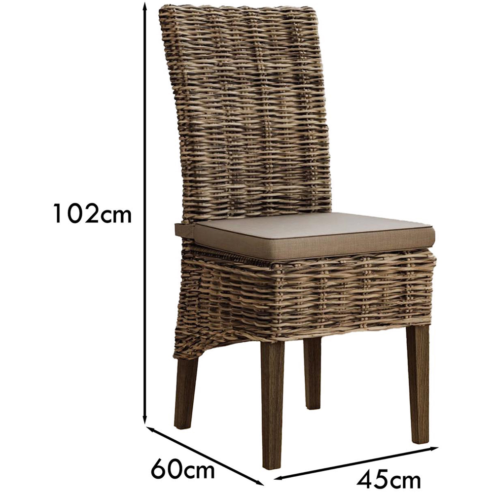 FWStyle Maya Set of 2 Grey Wash Kubu Rattan Solid Pine Handmade Dining Chairs Image 6