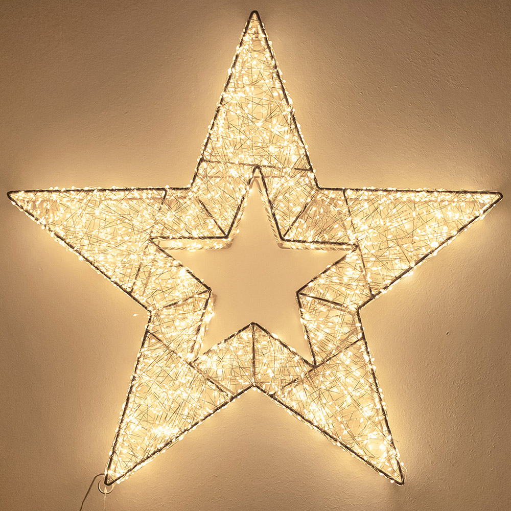 The Christmas Centre 6000 Warm White LED Micro Lights Pre-Lit Gold Light-Up Star 57cm Image 1
