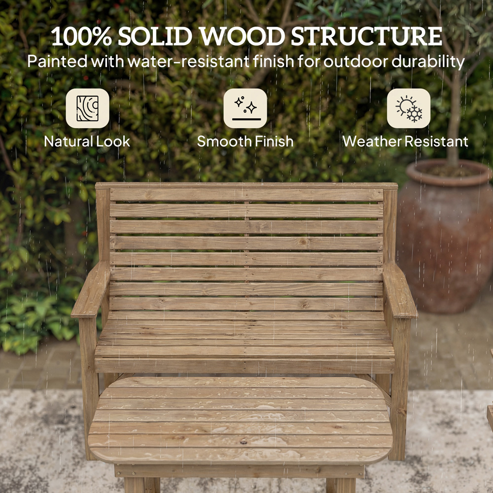 Outsunny 4 Seater Natural Wood Garden Lounge Set Image 5