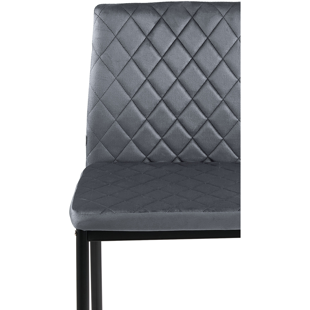 Living and Home Dark Grey Velvet Diamond Stitched Bar Stool Set of 2 Image 6