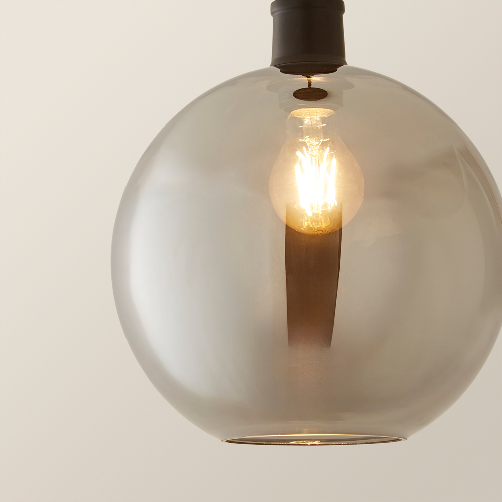 ValueLights Bellamy Single Smoked Glass Globe Matte Black LED Ceiling LED Pendant Light Image 4