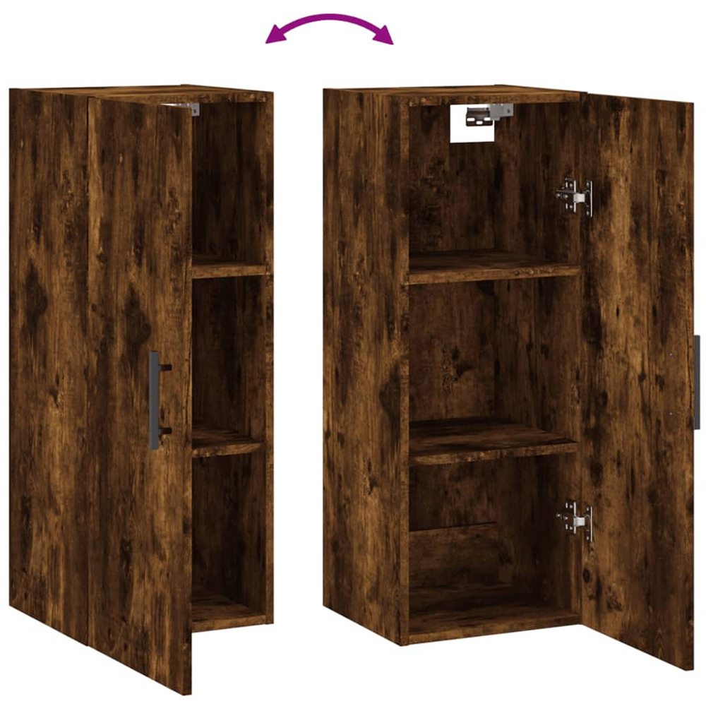 vidaXL Single Door Smoked Oak Wooden Wall-Mounted Cabinet Image 7