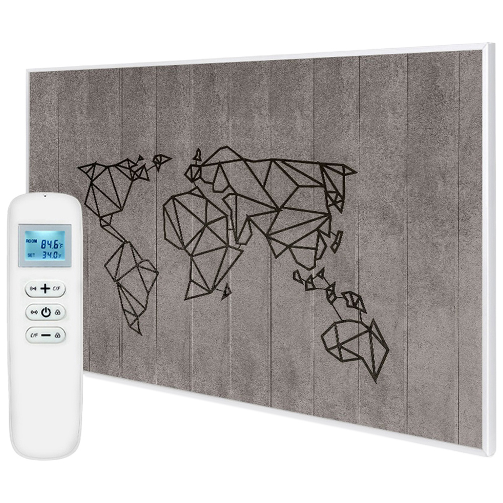 Mirrorstone Nexus World Map Picture Wi-Fi Infrared Heating Panel 900W 795 x 1195mm Image 1