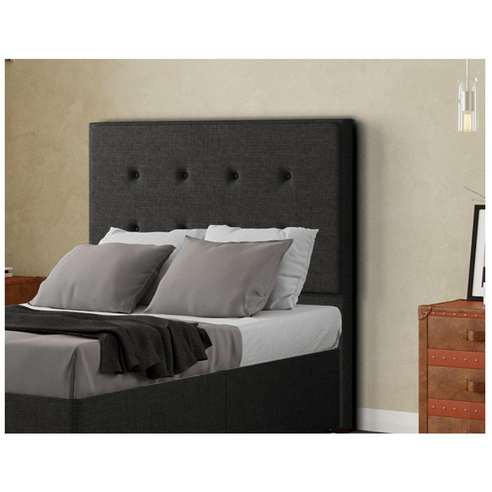 Eleganza Darlington Single Black Linen Floor Standing Headboard Image 4