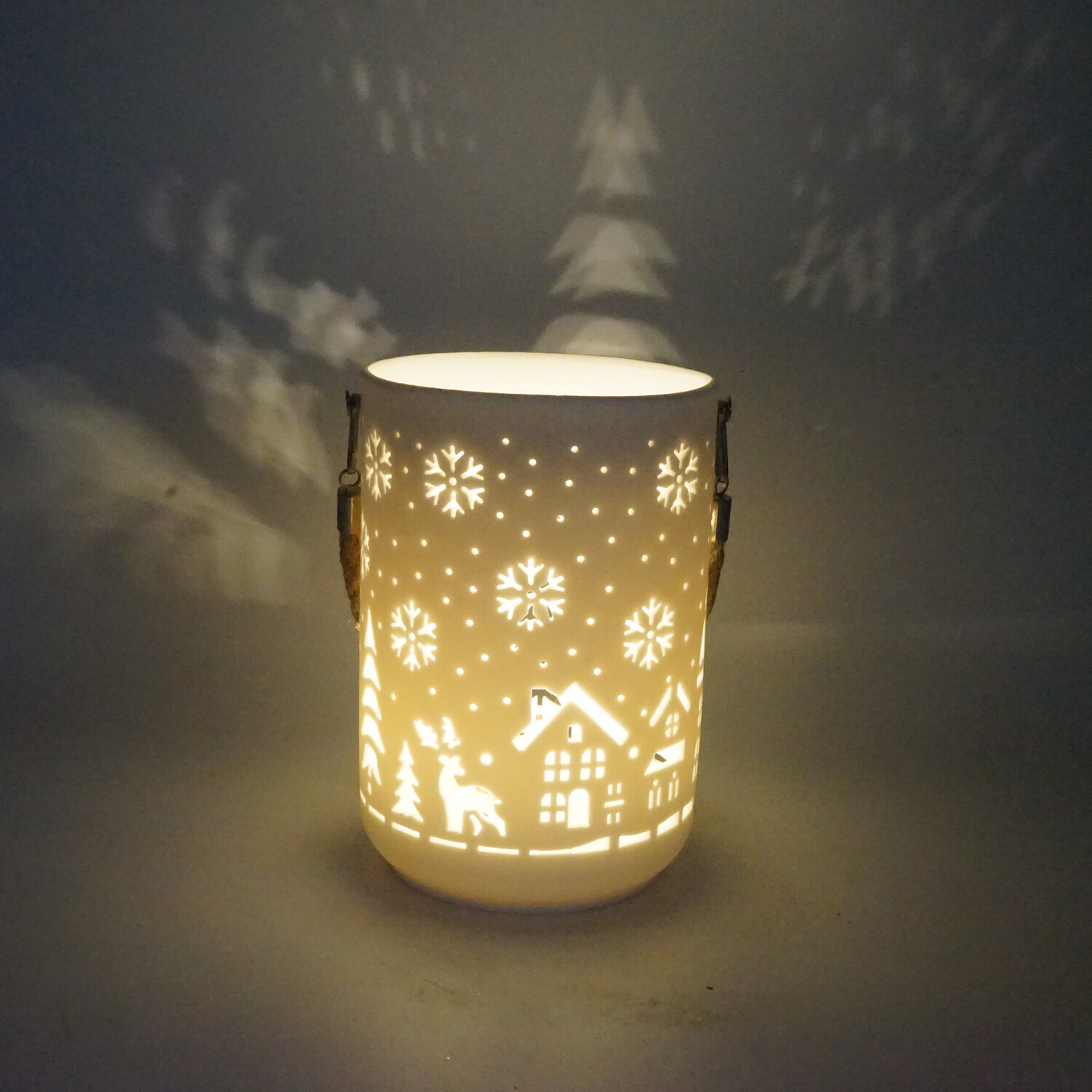 LED Snowflake House Lantern White Image 3