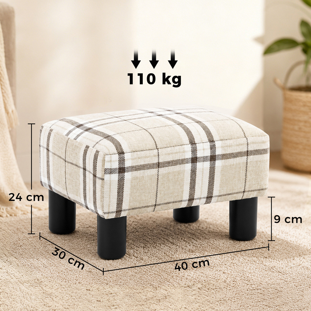 HOMCOM Multicoloured Chic Linen Fabric Footstool Ottoman Cube with Legs Image 9