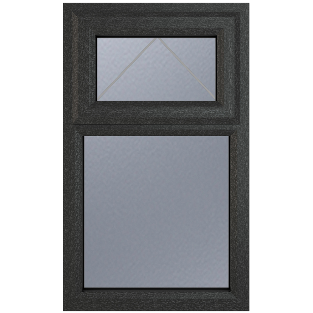 Crystal uPVC Double Glazed Window Top Hung Over Fixed Light Grey White Obscure Glass 610x1190mm Image 2
