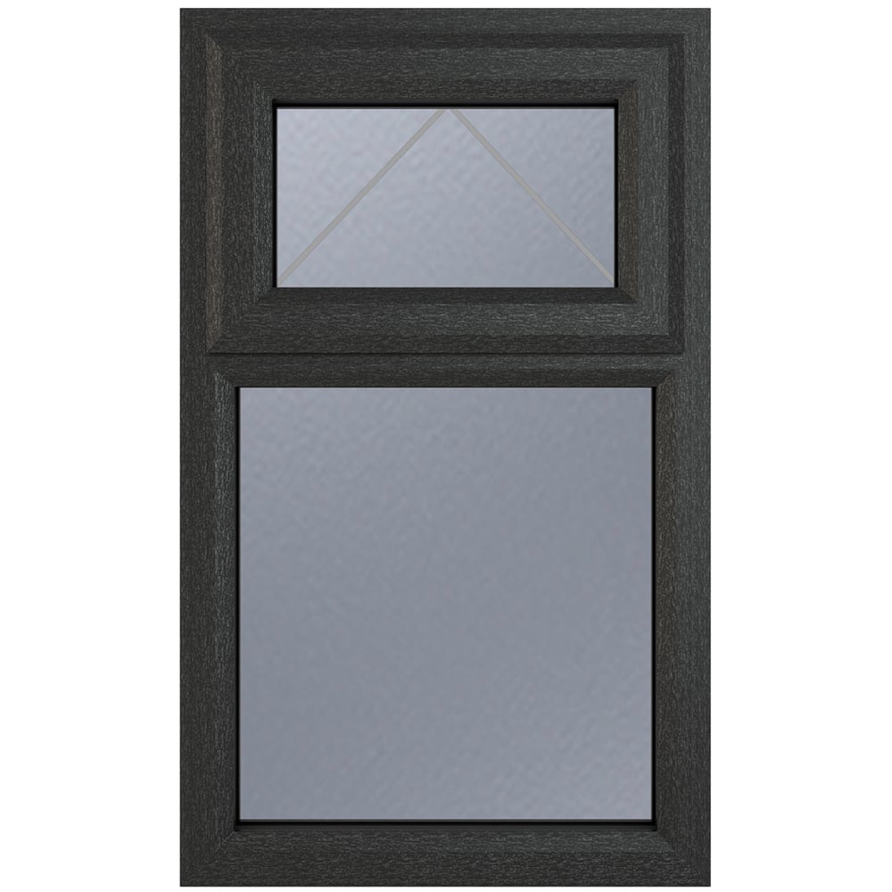 Crystal uPVC Double Glazed Window Top Hung Over Fixed Light Grey White Obscure Glass 610x1115mm Image 2
